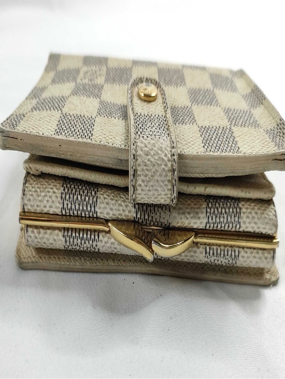 Louis Vuitton Damier Azur Compact Wallet with Gold Hardware